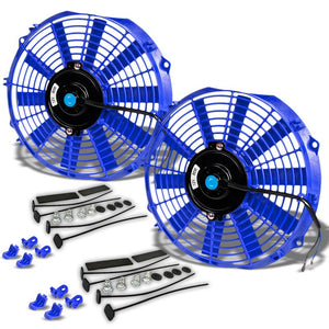 2x Universal 12" SLIM Blue Reversible Electric Electric Radiator Cooling Fan-Performance-BuildFastCar