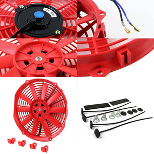 Universal 12" Red Slim Reversible Electric Radiator Motor Cooling Fan+Mounting-Performance-BuildFastCar