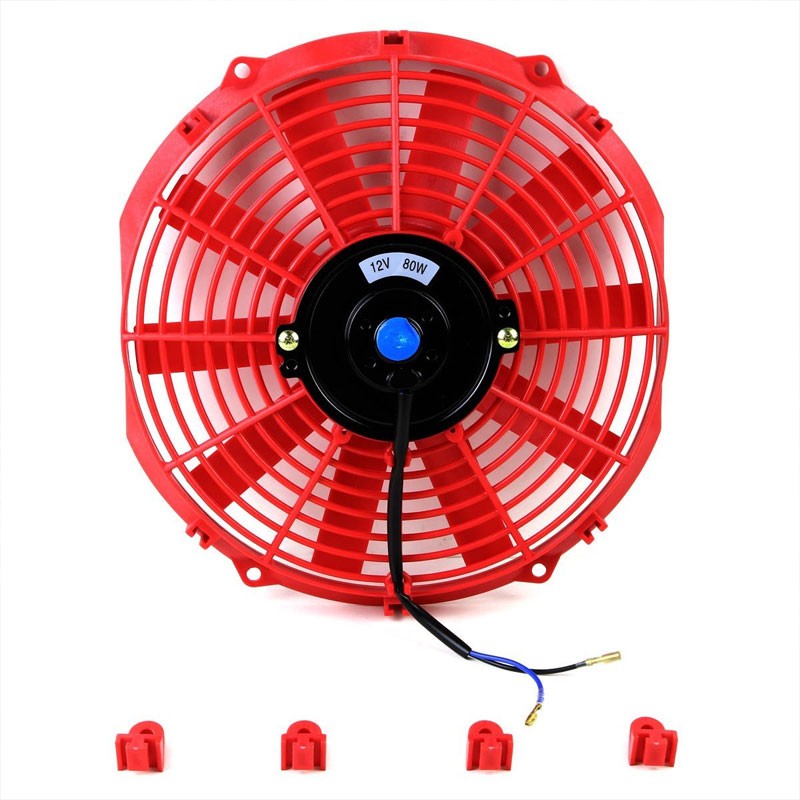 2x Universal 16" Red Slim PULL/PUSH Radiator Engine Motor Cooling Fan+Mounting-Performance-BuildFastCar