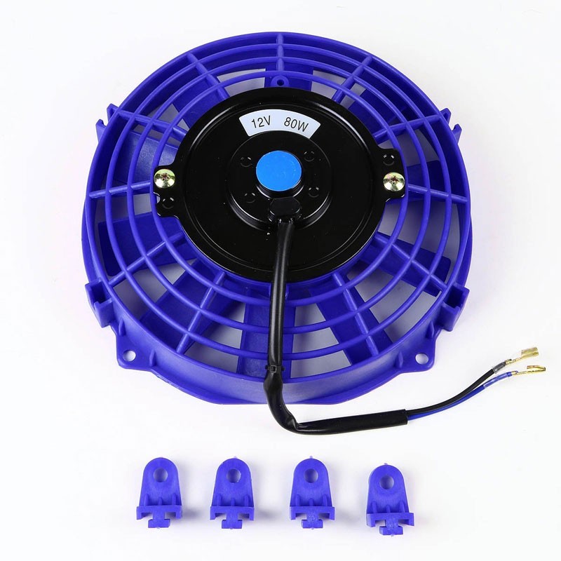 Universal 7" Blue Slim Reversible Electric Radiator Motor Cooling Fan+Mounting-Performance-BuildFastCar