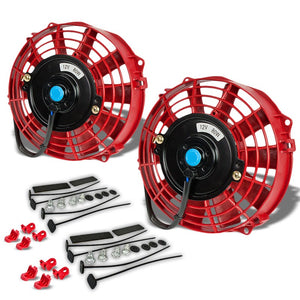 2x Universal 7" Red Slim Reversible Electric Radiator Motor Cooling Fan Mounting-Performance-BuildFastCar