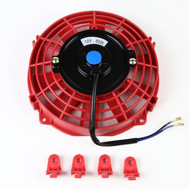 2x Universal 7" Red Slim Reversible Electric Radiator Motor Cooling Fan Mounting-Performance-BuildFastCar