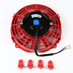 Universal 7" Red Slim Reversible Electric Radiator Motor Cooling Fan+Mounting-Performance-BuildFastCar