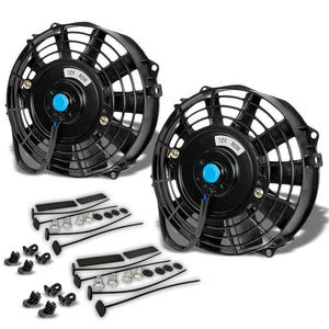 2x Universal 7" Black Slim Electric Radiator Motor Cooling Fan+ Front Mounting-Performance-BuildFastCar