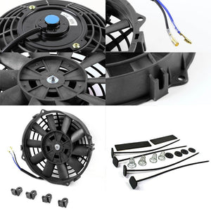 Universal 7" Black Slim Reversible Electric Radiator Motor Cooling Fan+Mounting-Performance-BuildFastCar