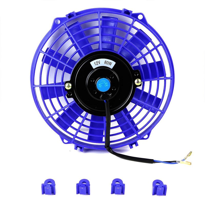 2x Universal 9" Blue Slim Electric Radiator Motor Cooling Fan+ Front Mounting-Performance-BuildFastCar