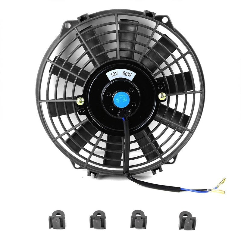 Universal 9" Black Slim Reversible Electric Radiator Motor Cooling Fan+Mounting-Performance-BuildFastCar