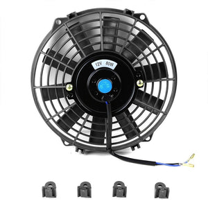 Universal 9" Black Slim Reversible Electric Radiator Motor Cooling Fan+Mounting-Performance-BuildFastCar