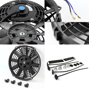 Universal 9" Black Slim Reversible Electric Radiator Motor Cooling Fan+Mounting-Performance-BuildFastCar