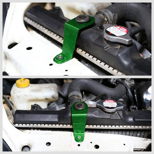 Green Aluminum Radiator Stay Mount Bracket+Fender Washer For Honda 92-97 Civic-Cooling Systems-BuildFastCar
