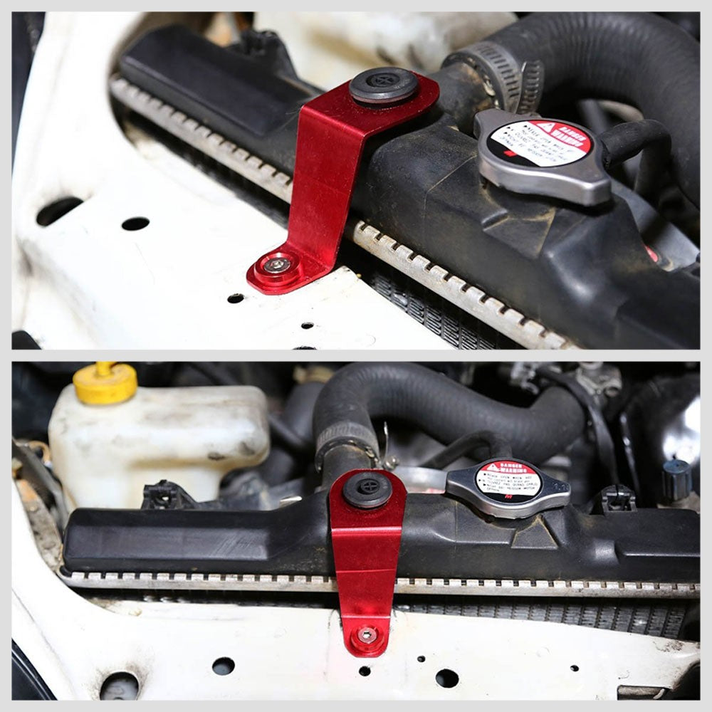 Red Aluminum Radiator Stay Mount Bracket+Fender Washer For Honda 92-97 Civic-Cooling Systems-BuildFastCar