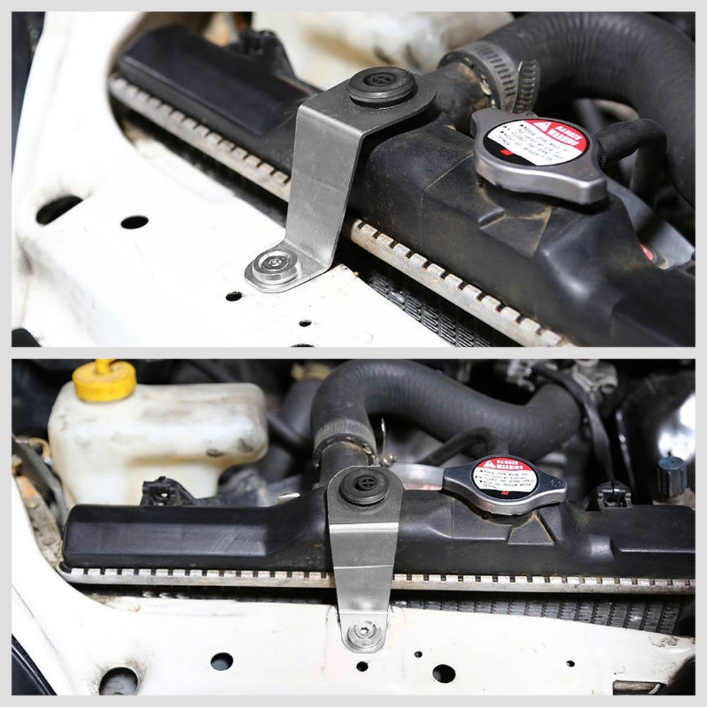 Silver Aluminum Radiator Stay Mount Bracket+Fender Washer For Honda 92-97 Civic-Cooling Systems-BuildFastCar