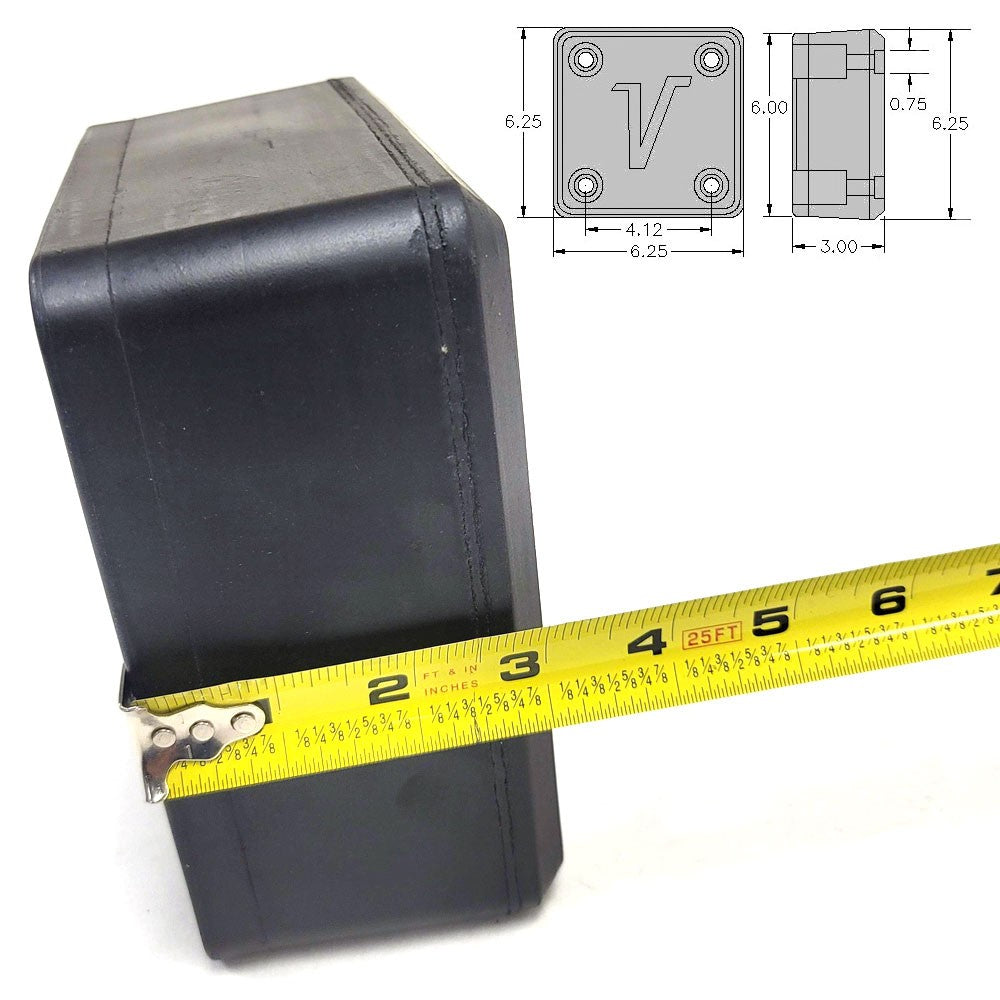 Square 4 Hole 6-1/4" x 6-1/4" x 3" Molded Dock Bumper BFC-TTP-DBUMP-16