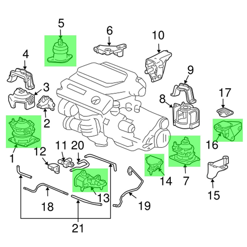 Rocar RC-EM0014 Front/Rear/Side Engine Mount & Transmission Mount RC-EM0014