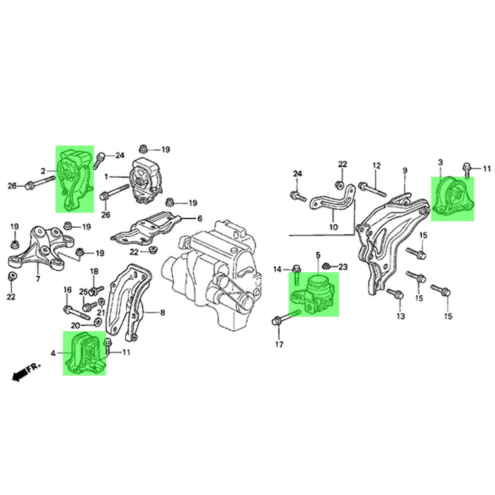 Rocar RC-EM0021 Front/Rear/Side Engine Mount & Transmission RC-EM0021