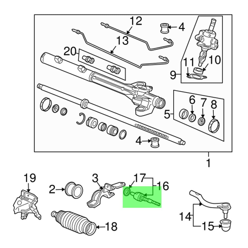 Rocar RC-TRE0003INA Front Left+Right Inner Tie Rod Ends RC-TRE0003INA