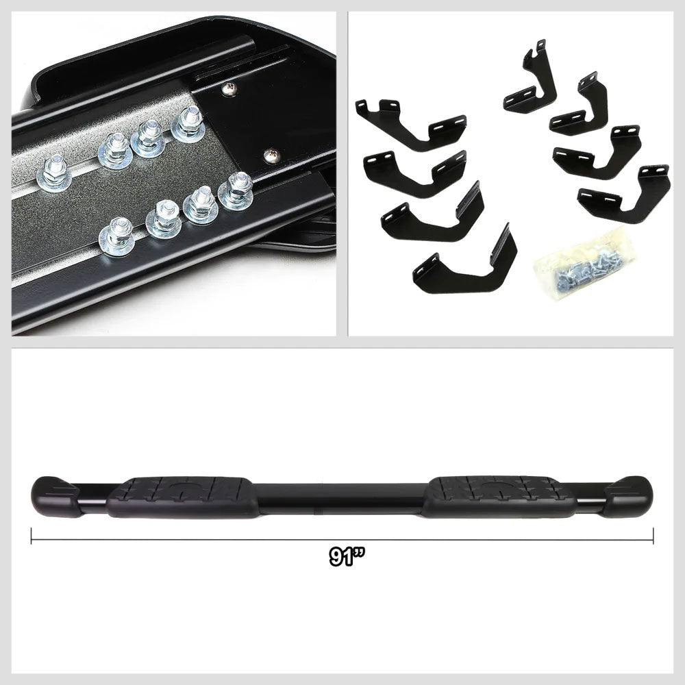 Black 5" Flat Pads Running Board Nerf Bar 07-21 Toyota Tundra XK50 Crew Cab BFC-OE-016-BK