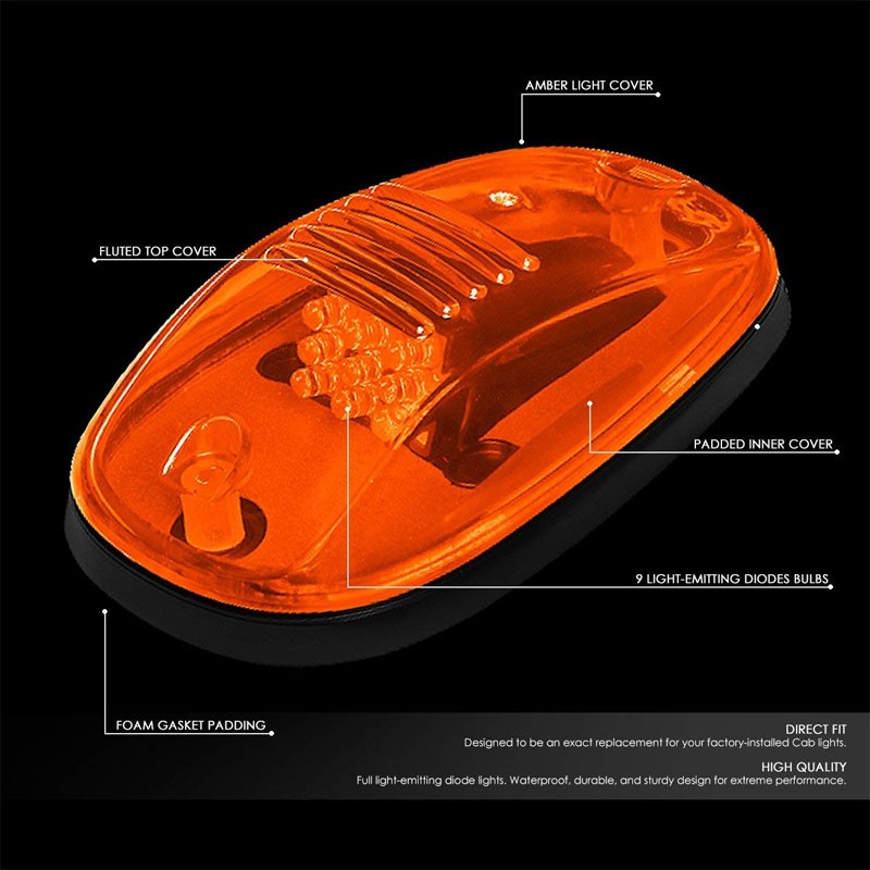 5PCs Amber Lens LED Cab Roof Top Marker Light Running Lamp Cover For 02-08 Ram-Exterior-BuildFastCar
