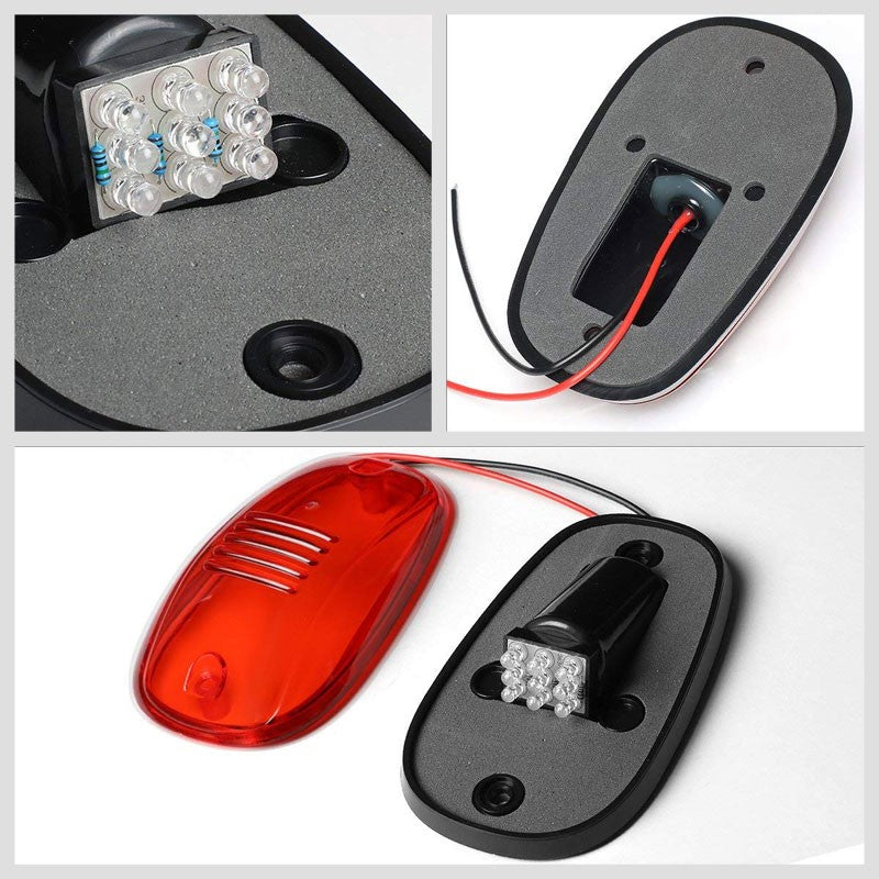 5PCs Red Lens Amber LED Cab Roof Top Marker Light Running Lamp For 02-08 Ram-Exterior-BuildFastCar