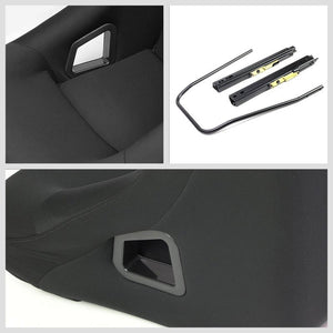 2x Black Fixed Bucket Style L+R Woven Fabric TY25 Sport Spec Racing Seats+Slider-Interior-BuildFastCar