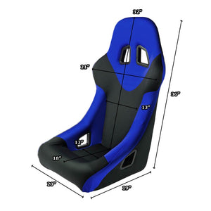 2x Blue Fixed Bucket Style L+R Woven Fabric TY25 Sport Spec Racing Seats+Slider-Interior-BuildFastCar