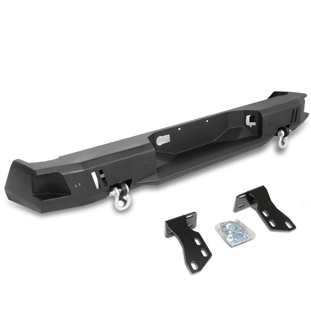 Rear Bumper (Black, Steel, Off Road, D-Rings) Works With 14-19 Toyota Tundra 4.0L/4.6L/5.7L V6/V8 DOHC