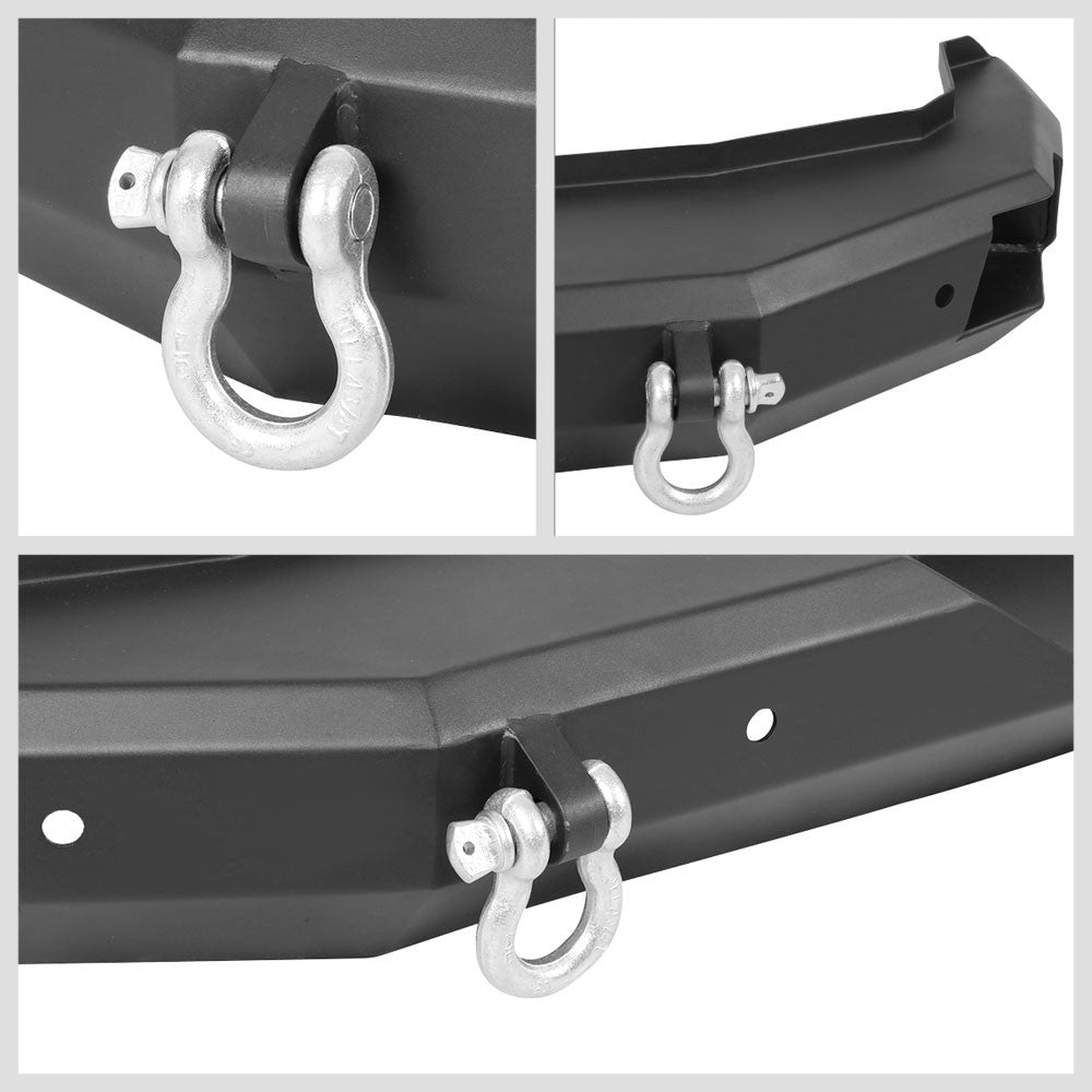 Black Steel Off Road Heavy Duty Rear Bumper For 18-19 Jeep Wrangler 2.0L/3.6L