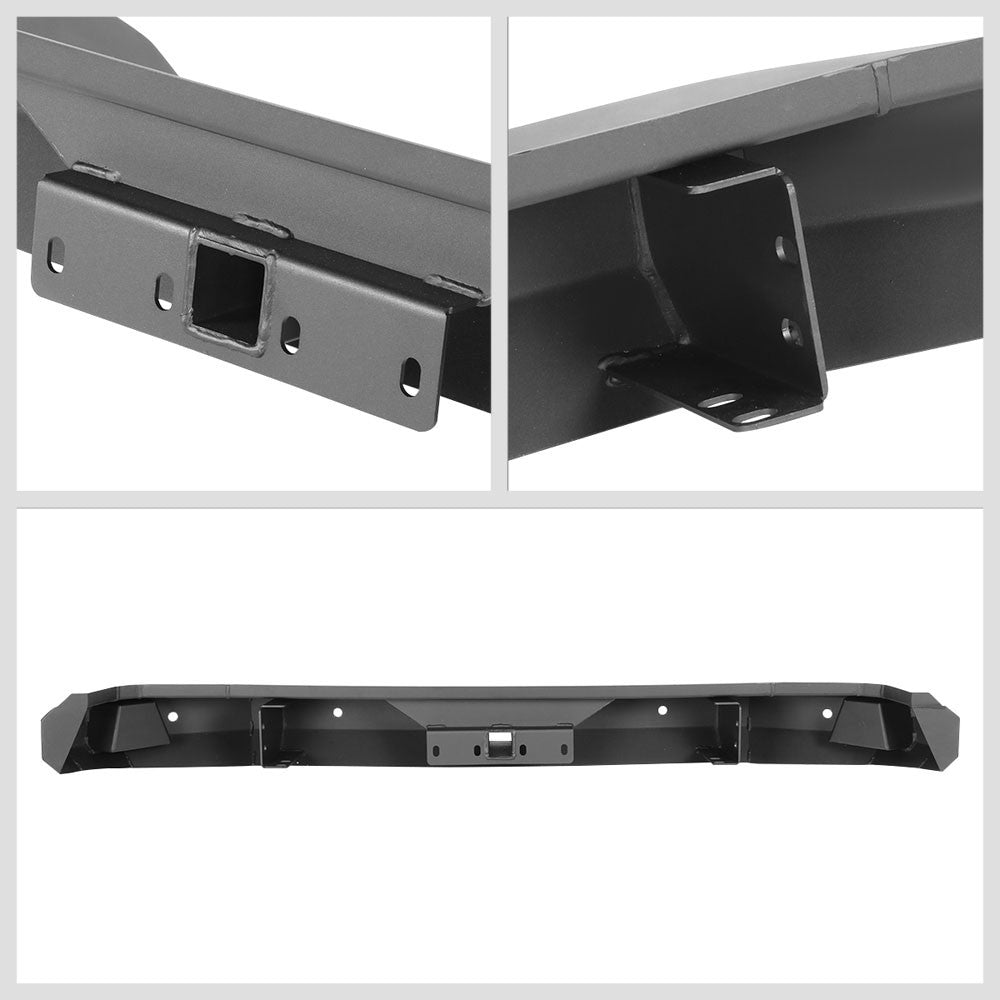 Black Steel Off Road Heavy Duty Rear Bumper For 18-19 Jeep Wrangler 2.0L/3.6L