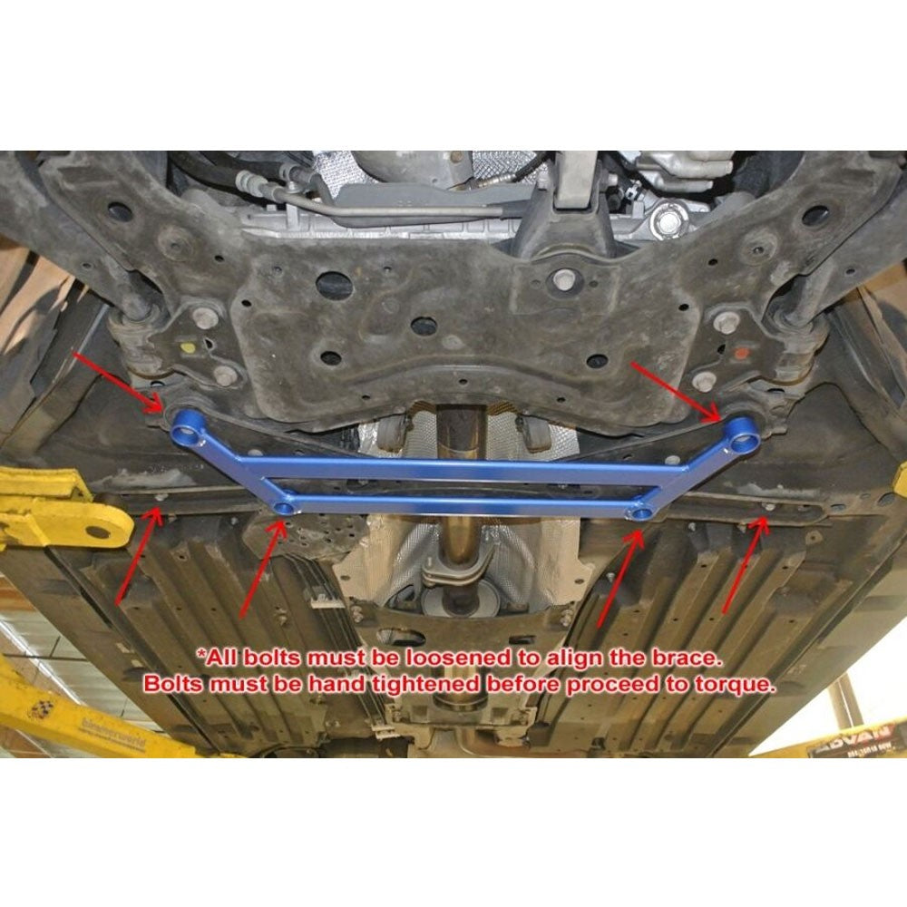 Megan Racing Front Lower Blue Race Spec H Brace Bracket For 04-13 Mazda 3