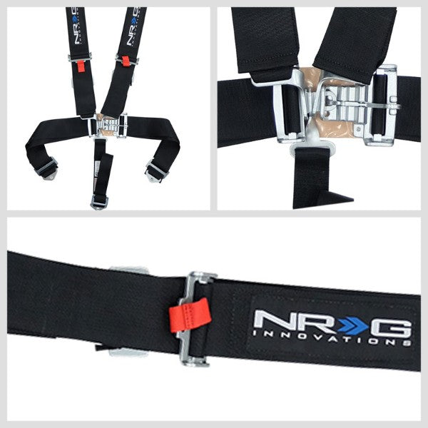 NRG SBH-5PCBK 5-Point Latch Link Black SFI 16.1 Racing Seat Belt Harness-Seats & Components-BuildFastCar