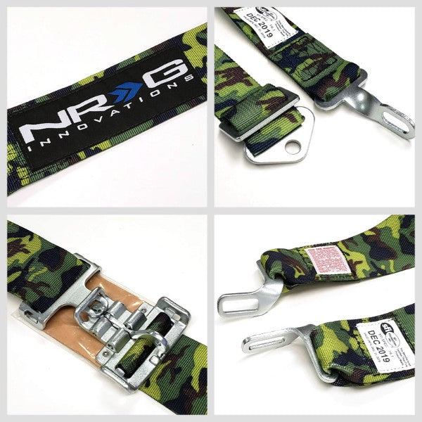 NRG SBH-5PCCAMO 5-Point Latch Link Green Camo SFI 16.1 Racing Seat Belt Harness-Seats & Components-BuildFastCar