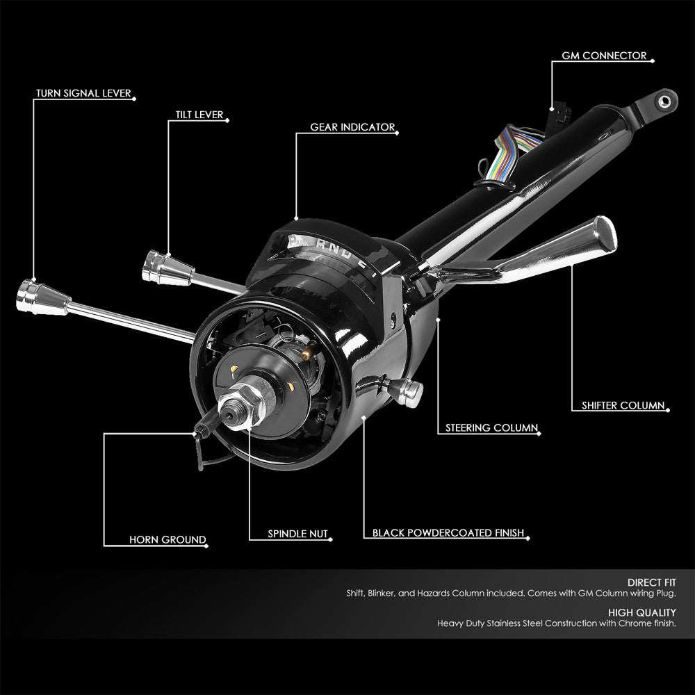 30" Black AT (Column Shift) Tilt Steering Column For 55-59 Chevy GM Hot Rod