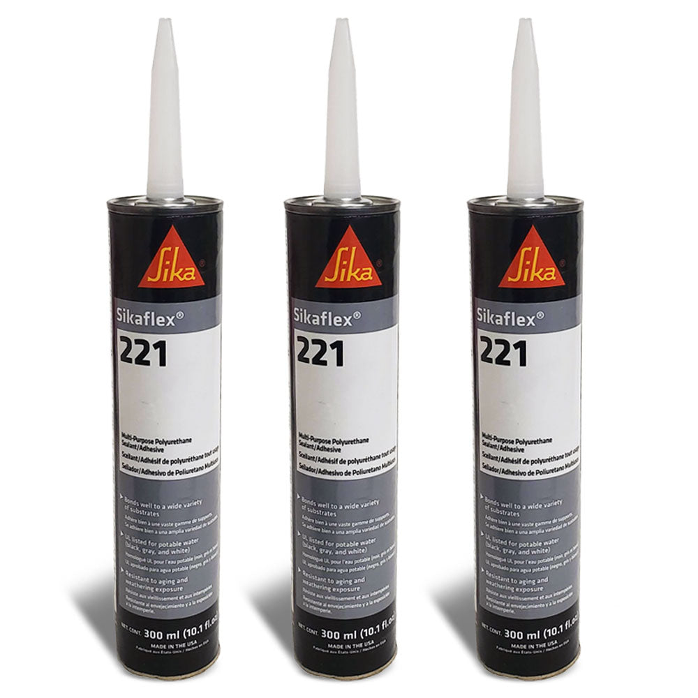 3X Sika Sikaflex 221 Repairing Sealant Sealer 10.1oz 300ml White BFC-TTP-SEAL-SIL-221-WH-X3
