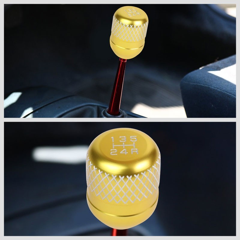 Gold/White Netted Short Throw Shifter+Shift Knob For 89-98 Nissan 240SX S13 S14-Shifter Components-BuildFastCar-BFC-SHT-NS13+SHIFTKNOB-NET5SP-T1-GD