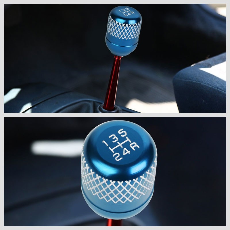 Megan Short Shifter+Light Blue Net/White 5-Speed Knob For 93-95 Mazda RX-7 MT-Shifter Components-BuildFastCar