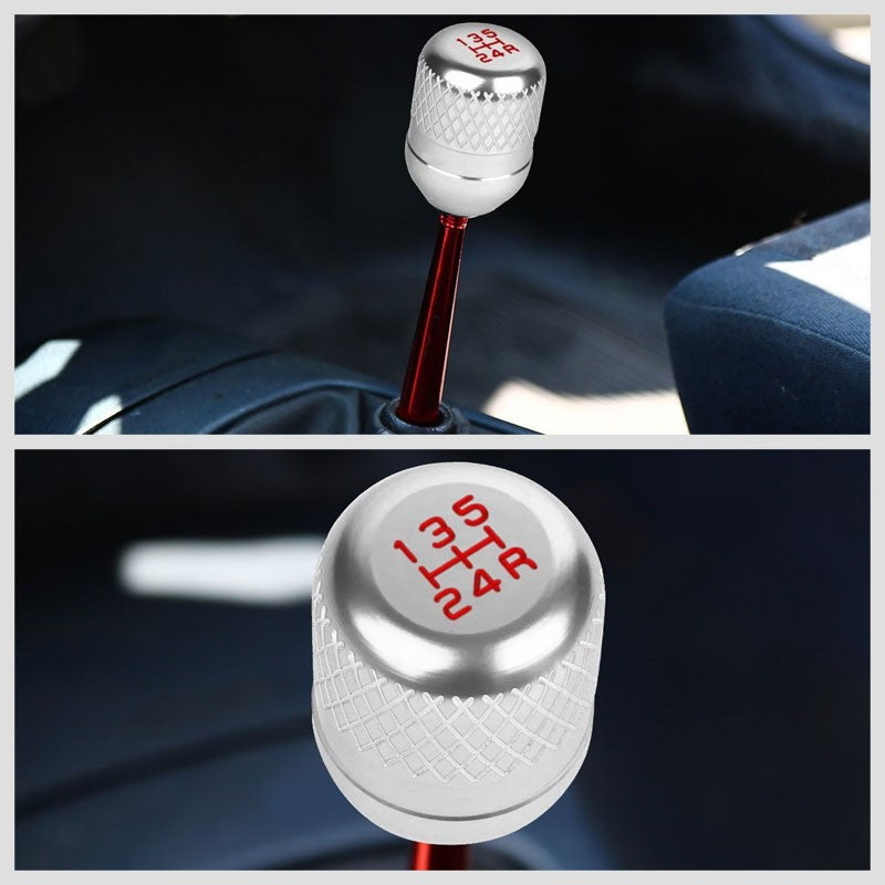 Megan Short Shifter+Silver Net/White 5-Speed Knob For 93-95 Mazda RX-7 FD35 MT-Shifter Components-BuildFastCar