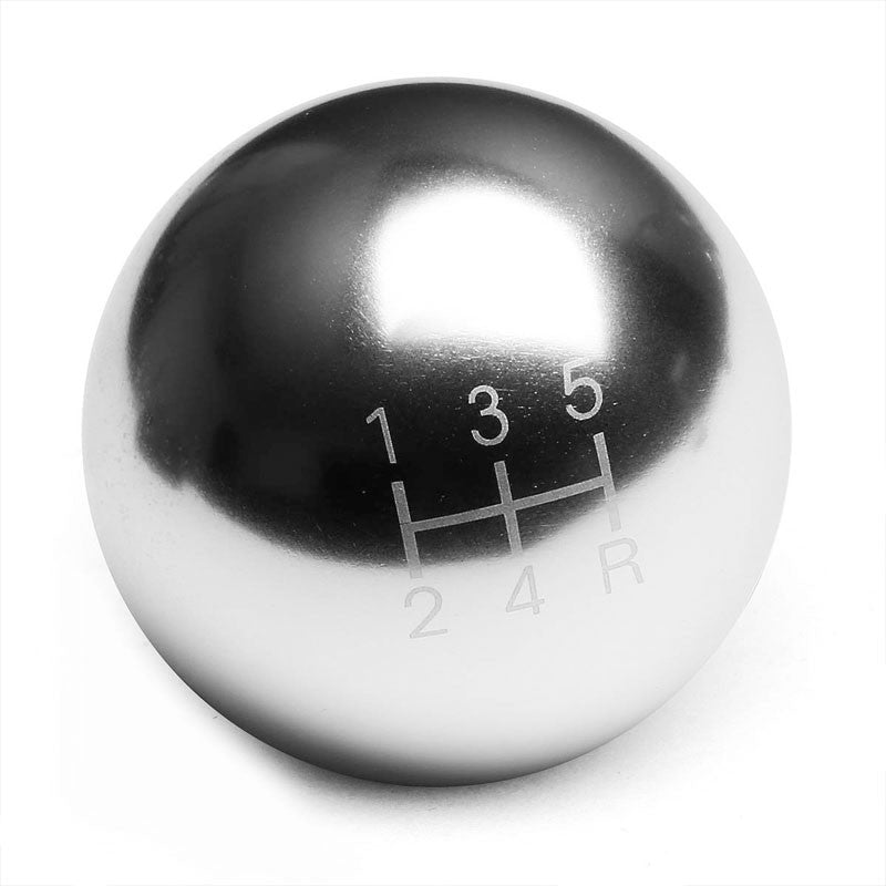 Chrome/White Round 5S Short Throw Shifter+Shift Knob For 89-98 240SX S13 S14-Shifter Components-BuildFastCar-BFC-SHT-NS13+SHIFTKNOB-ROUND5SP-CH