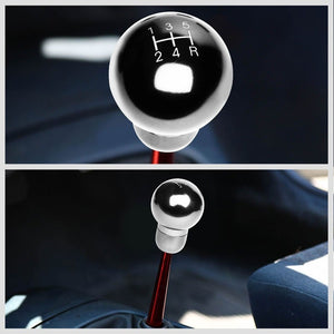 Chrome/White Round 5S Short Throw Shifter+Shift Knob For 89-98 240SX S13 S14-Shifter Components-BuildFastCar-BFC-SHT-NS13+SHIFTKNOB-ROUND5SP-CH