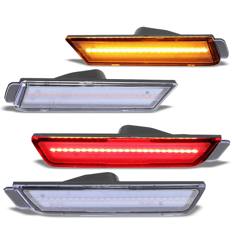 Chrome Housing/Clear Lens LED Side Marker Lights For 10-15 Camaro 3.6L/6.2L/7.0L-Lighting-BuildFastCar