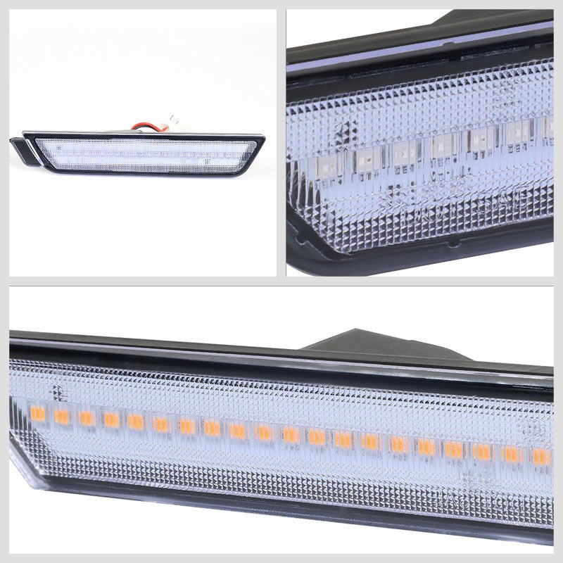 Chrome Housing/Clear Lens LED Side Marker Lights For 10-15 Camaro 3.6L/6.2L/7.0L-Lighting-BuildFastCar