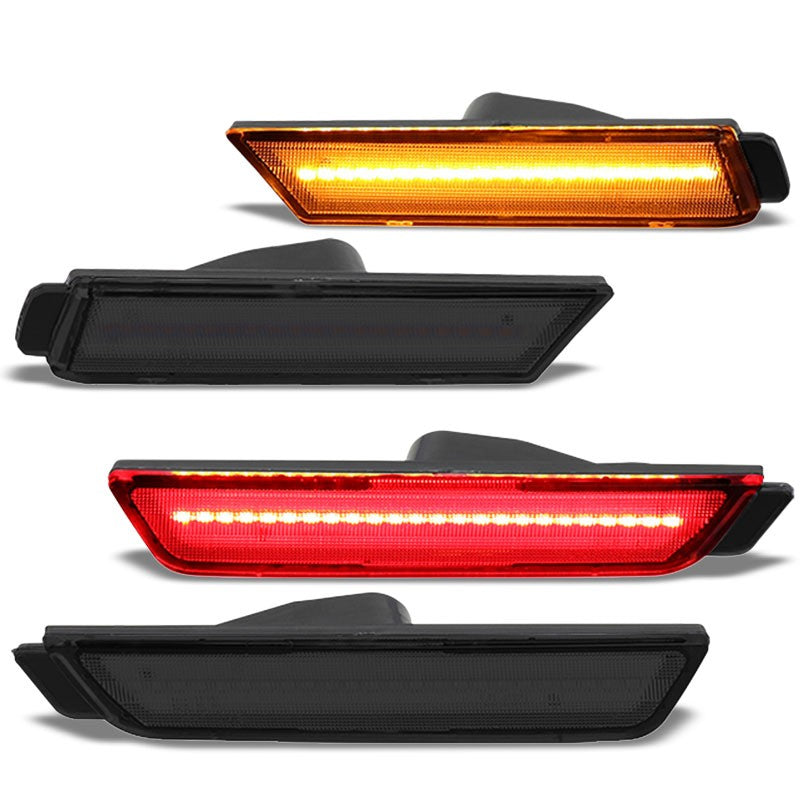 Chrome Housing/Smoke Lens LED Side Marker Lights For 10-15 Camaro 3.6L/6.2L/7.0L-Lighting-BuildFastCar