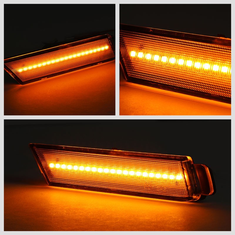 Chrome Housing/Smoke Lens LED Side Marker Lights For 10-15 Camaro 3.6L/6.2L/7.0L-Lighting-BuildFastCar