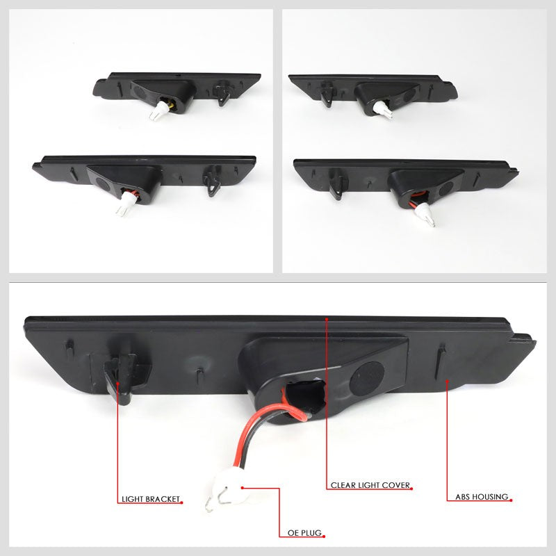 Chrome Housing/Smoke Lens LED Side Marker Lights For 10-15 Camaro 3.6L/6.2L/7.0L-Lighting-BuildFastCar