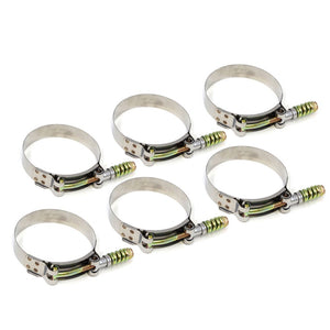 6 x HPS 5"-5.31"(127mm-135mm) Stainless Steel Spring Loaded T-Bolt Clamp SAE 132-Performance-BuildFastCar