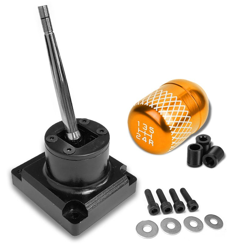 Megan Short Shifter+Orange Net/White 5-Speed Knob For 93-95 Mazda RX-7 FD35 MT-Shifter Components-BuildFastCar