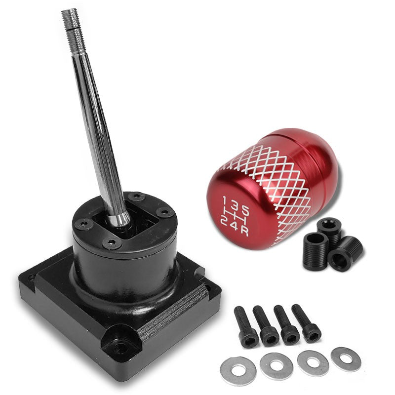 Megan Short Shifter+Red Net/White 5-Speed Knob For 93-95 Mazda RX-7 FD35 MT-Shifter Components-BuildFastCar