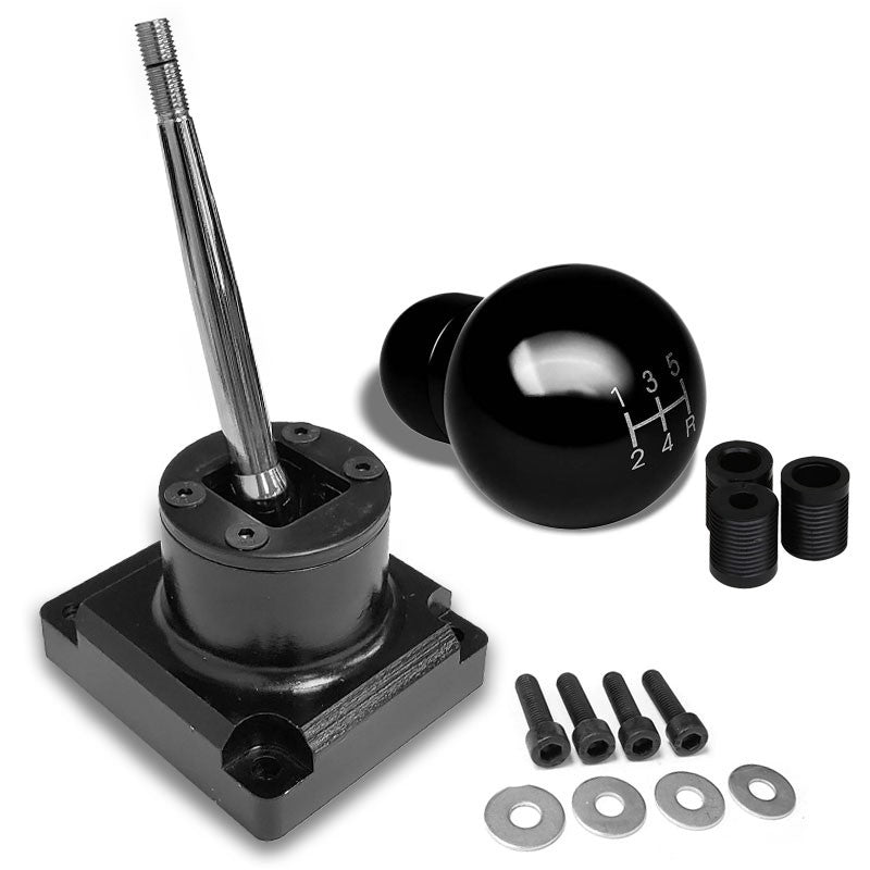 Megan Short Shifter+Black Round/White 5-Speed Knob For 93-95 Mazda RX-7 FD35 MT-Shifter Components-BuildFastCar