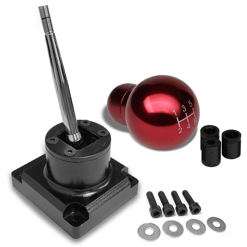 Megan Short Shifter+Red Round/White 5-Speed Knob For 93-95 Mazda RX-7 FD35 MT-Shifter Components-BuildFastCar