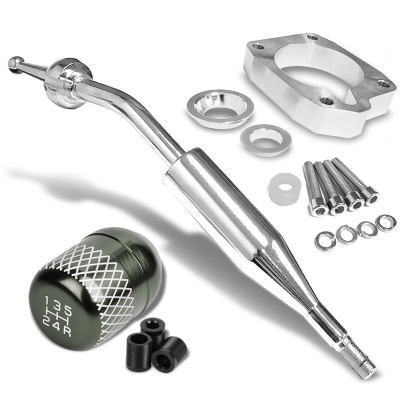 Manzo Short Shifter+Gunmetal Net/White 5-Speed Knob For 83-87 Corolla GTS MT-Shifter Components-BuildFastCar