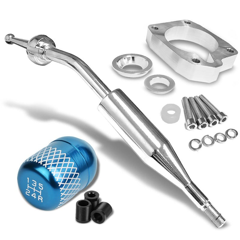 Manzo Short Shifter+Light Blue Net/White 5-Speed Knob For 83-87 Corolla GTS MT-Shifter Components-BuildFastCar